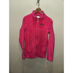 Columbia Winter Sweater Pink Fleece Jacket Full Zip Women’s Size XL Pockets EUC